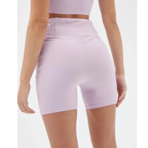 Out From Under Urban Outfitters Lilac Biker Shorts Lace Up Ribbed Size Small NWT - Picture 2 of 12